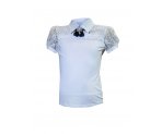 Белая блузка с гипюровым верхом для девочек, арт. 599583.