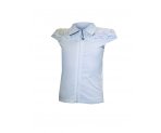 Белая трикотажная блузка на молнии с коротким рукавом, арт. 598742.