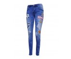 Модные джинсы с нашивками, для девочек, арт. SX702149.